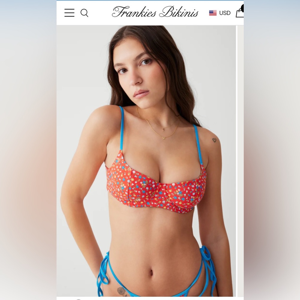 Frankie’s Bikinis Cola Underwire Balconette Bikini Top